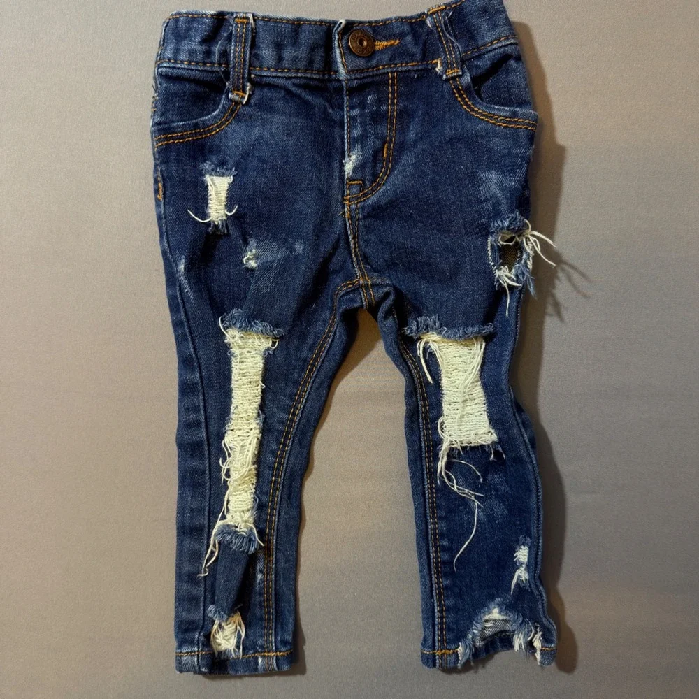 OshKosh B'gosh Kids‎ Skinny Jeans Distressed Blue Denim 9 Months